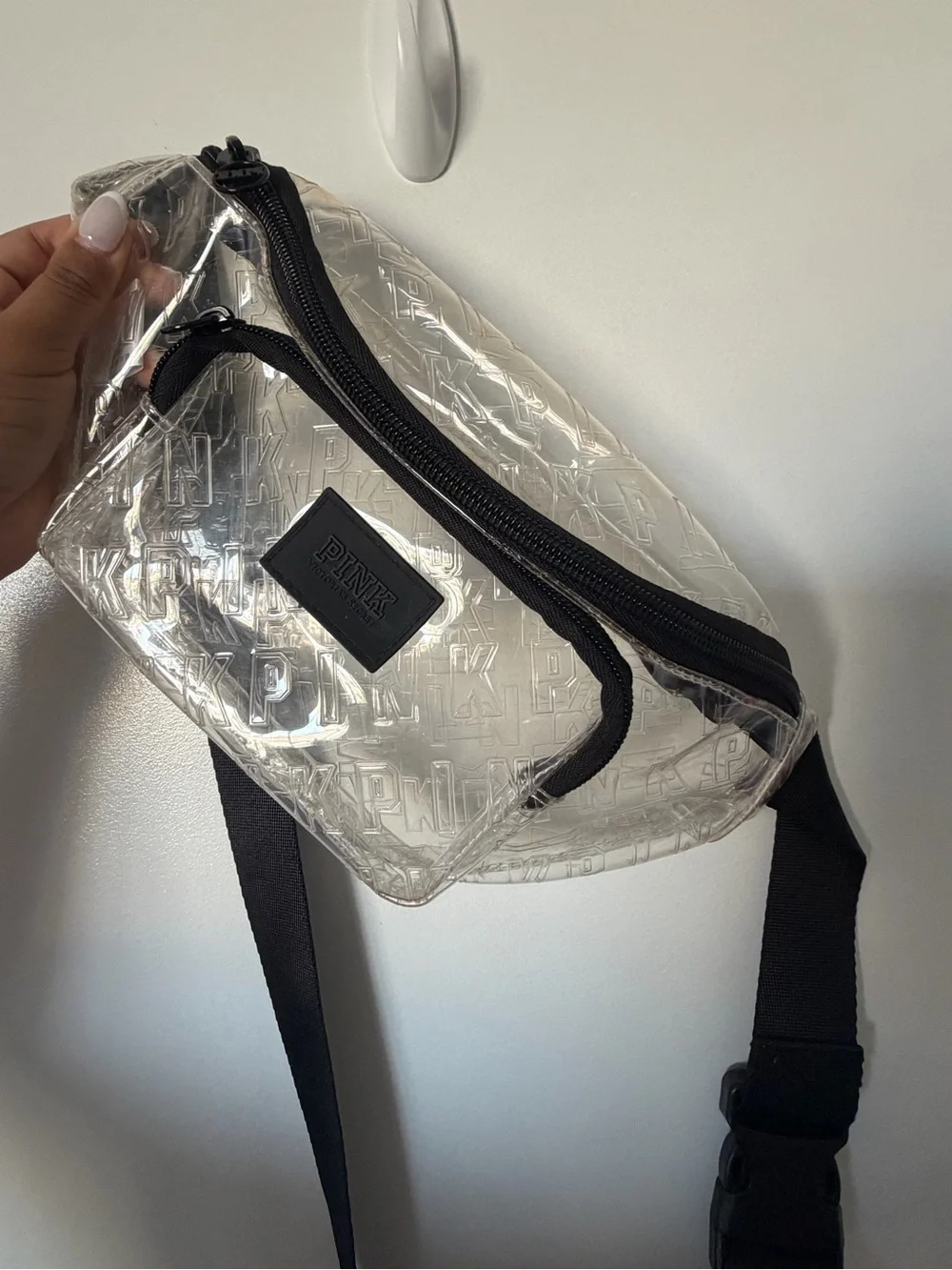 PINK Victoria's Secret Clear PVC Belt Bag with Black Accents